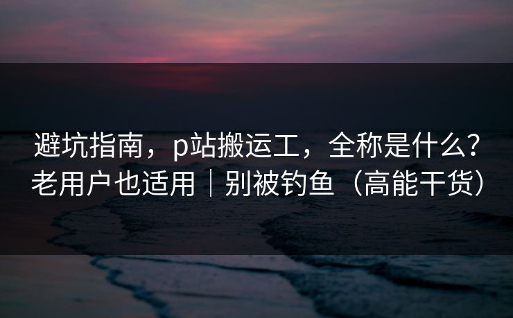 避坑指南，p站搬运工，全称是什么？老用户也适用｜别被钓鱼（高能干货）