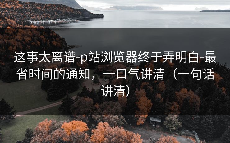 这事太离谱-p站浏览器终于弄明白-最省时间的通知,一口气讲清(一句话讲清) 这事太离谱-p站浏览器终于弄明白-最省时间的通知,一口气讲清(一句话讲清)