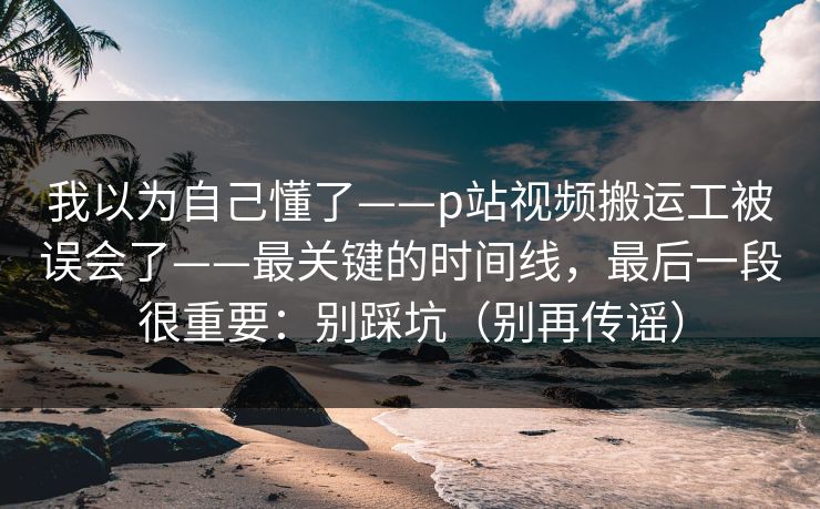 我以为自己懂了——p站视频搬运工被误会了——最关键的时间线，最后一段很重要：别踩坑（别再传谣）