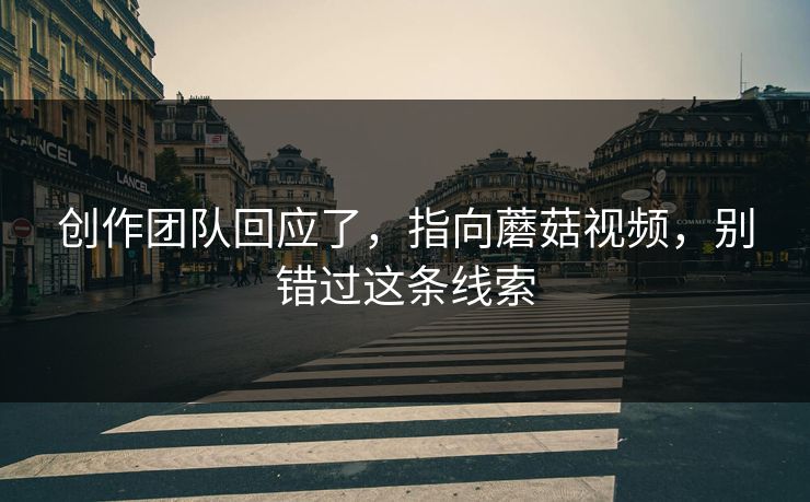 创作团队回应了，指向蘑菇视频，别错过这条线索