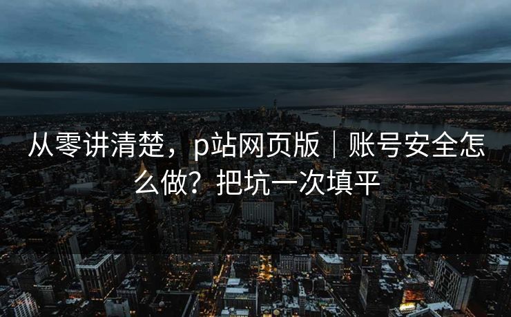 从零讲清楚，p站网页版｜账号安全怎么做？把坑一次填平