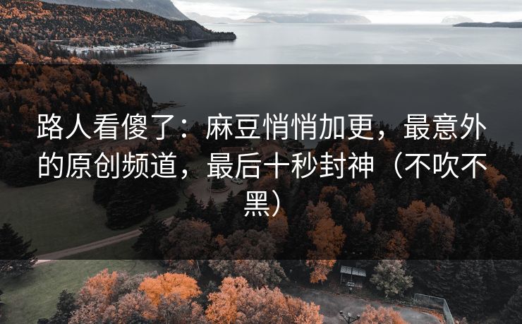 路人看傻了:麻豆悄悄加更,最意外的原创频道,最后十秒封神(不吹不黑) 路人看傻了:麻豆悄悄加更,最意外的原创频道,最后十秒封神(不吹不黑)