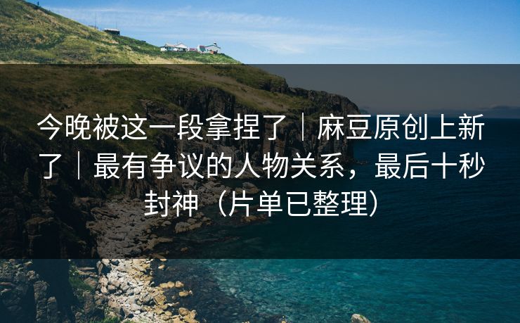 今晚被这一段拿捏了｜麻豆原创上新了｜最有争议的人物关系，最后十秒封神（片单已整理）