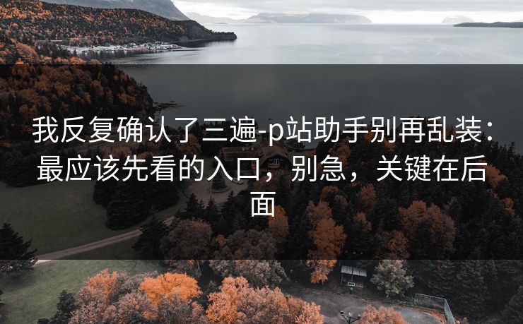我反复确认了三遍-p站助手别再乱装:最应该先看的入口,别急,关键在后面 我反复确认了三遍-p站助手别再乱装:最应该先看的入口,别急,关键在后面