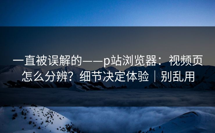 一直被误解的——p站浏览器：视频页怎么分辨？细节决定体验｜别乱用