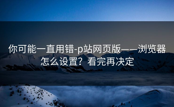 你可能一直用错-p站网页版——浏览器怎么设置？看完再决定