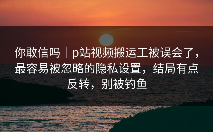 你敢信吗|p站视频搬运工被误会了,最容易被忽略的隐私设置,结局有点反转,别被钓鱼 你敢信吗|p站视频搬运工被误会了,最容易被忽略的隐私设置,结局有点反转,别被钓鱼
