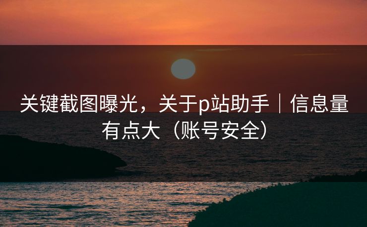 关键截图曝光，关于p站助手｜信息量有点大（账号安全）