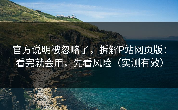 官方说明被忽略了,拆解P站网页版:看完就会用,先看风险(实测有效) 官方说明被忽略了,拆解P站网页版:看完就会用,先看风险(实测有效)
