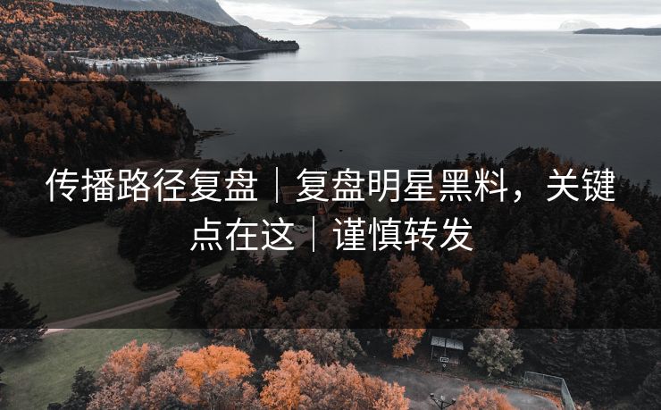 传播路径复盘|复盘明星黑料,关键点在这|谨慎转发 传播路径复盘|复盘明星黑料,关键点在这|谨慎转发